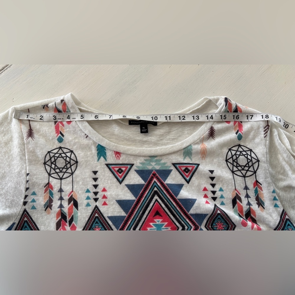 Signature Studio Women’s Knit Tribal Multicolored High-low Top SZ XL - Picture 5 of 7